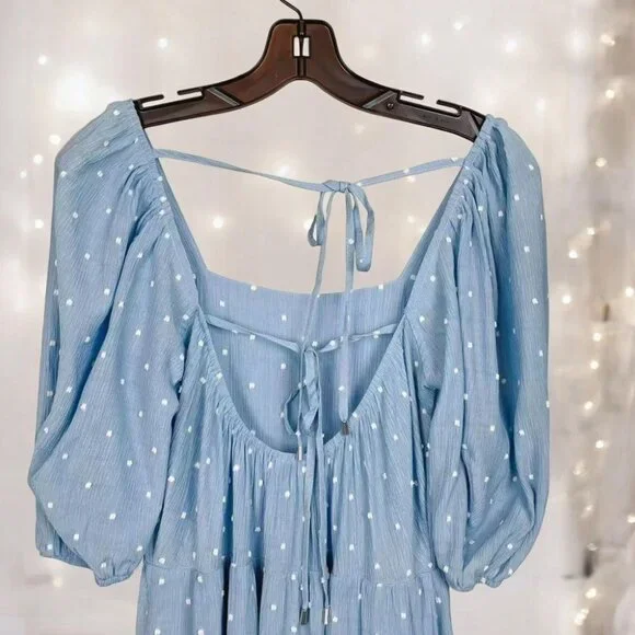 NWT MOON RIVER Clip Dot Midi Tiered Dress - Picture 6 of 6